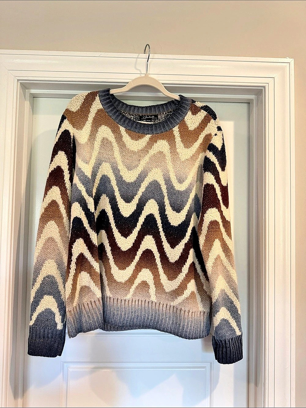 Charlie B Abstract Wave Knit Sweater XL